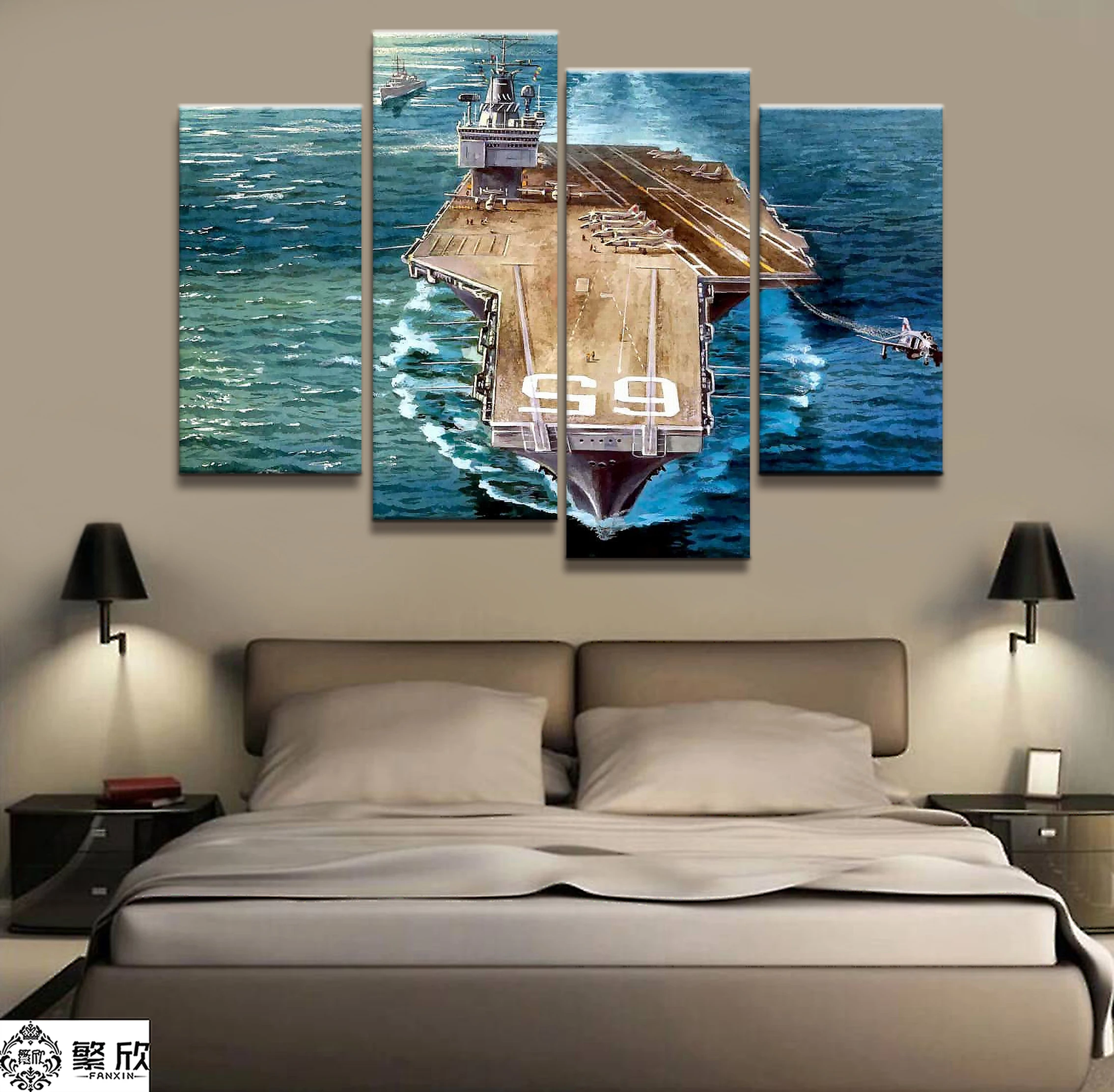 

Home Decor Modular Canvas Picture 4 Piece Military USS Enterprise CVN-65 Painting Poster Wall For Home Canvas Painting Wholesale