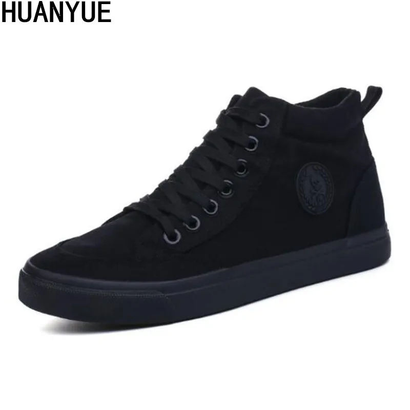 

Vulcanized Shoes Men High Top Canvas Shoes Hot 2019 Spring Autumn Casual Shoes Fashion Zapatillas Fashion Black Sneakers