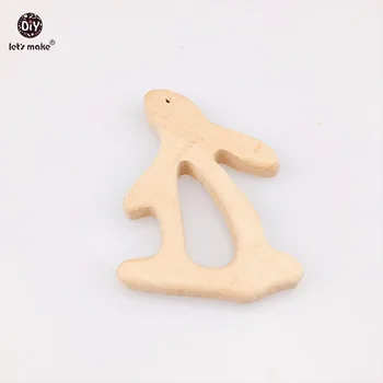 

Let's Make Baby Beech Wooden Teether Rabbit 10pcs Nursing Necklace Accessories Chew Animals Teether DIY Shower Gift Baby Teether