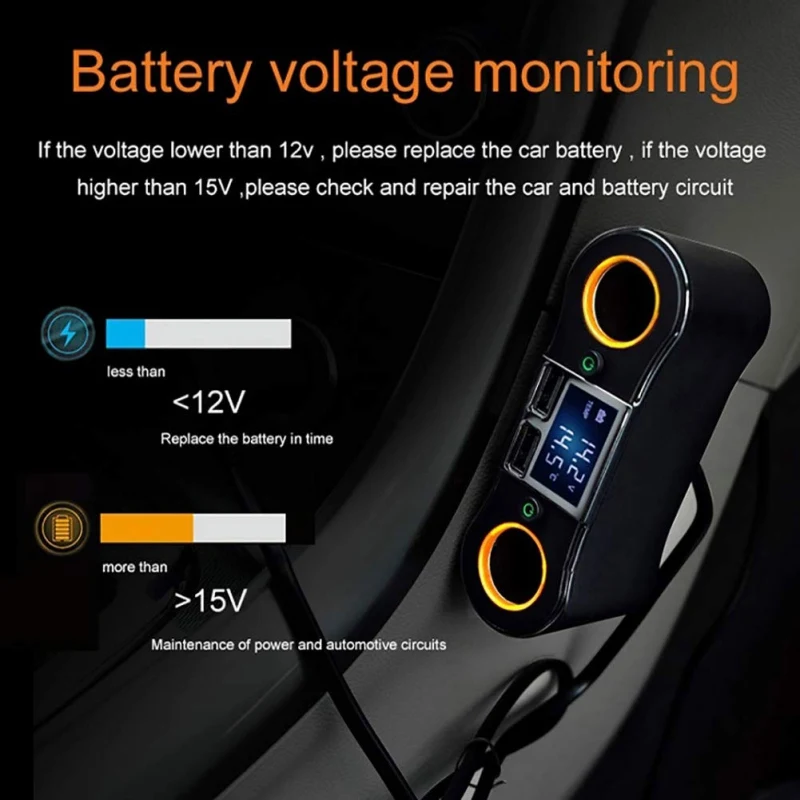 2.1A двойной зарядное устройство USB сплиттер адаптер питания для телефона светодиодный дисплей автомобильного прикуривателя