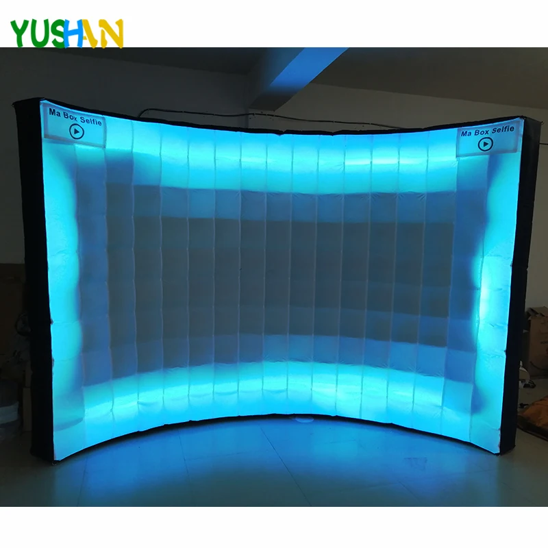 

3m LED strips all around Brightly Inflatable Wall Backdrop with Inner air blower and Customized Logo Photo booth wall for Party
