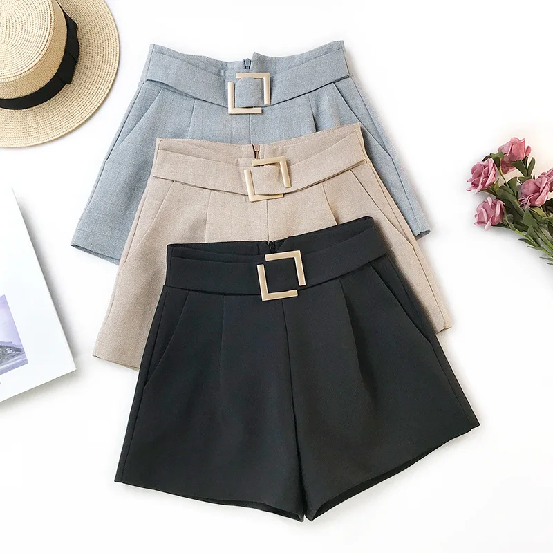 

2019 Spring High Waist Wide Leg Shorts A Word Was Thin Casual Bottoming Wear Wild Black Fashion Hot