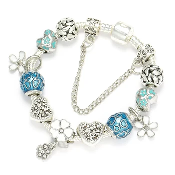 

BAOPON 2020 Fashion Unique Silver Plated Crystal Beads Charm Bracelet For Women Fits Pan Bracelets Brand Jewelry