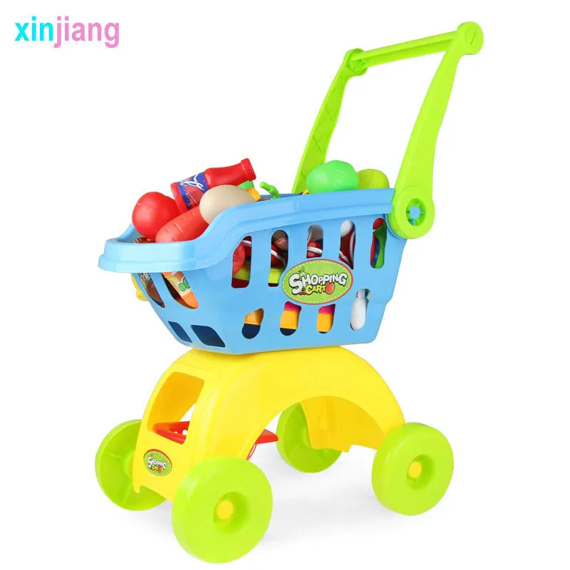 

Mini Supermarket Shopping Cart Trolleys Model Fruits & Drinks DIY Shopping Cart Toys Pretend Playing Educational Toys For Kids }