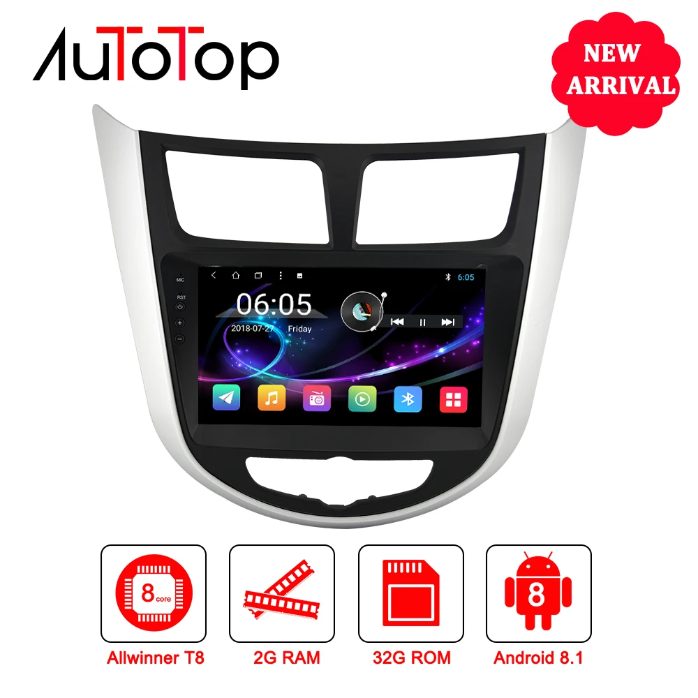 

2 Din Car DVD GPS Multimedia for Hyundai Solaris Android 8.1 Car Radio Player For Hyundai Solaris Verna 2011-15 Solaris Android