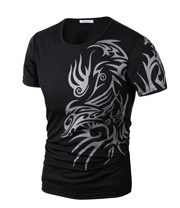 New 2016 Summer Fashion Brand Tattoo style T Shirts for Men Novelty Dragon Printing Tattoo Male