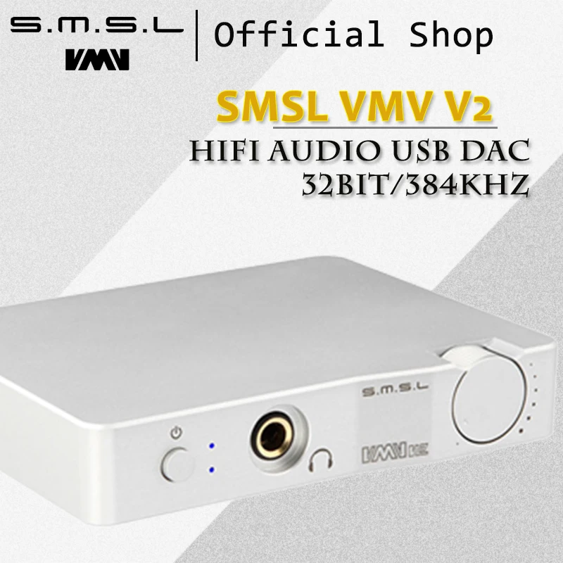 

SMSL V2 Mini Headphone Amplifier 32Bit/384KHz HiFi Amplifier USB DAC Decoder CM6631A ES9023 USB Input RCA 6.35mm Jack Output