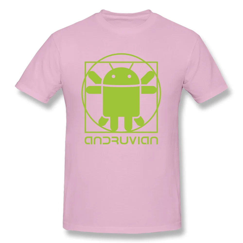  Men T Shirts Vitruvian Droid (green) Unique Tops T Shirt 100% Cotton O Neck Short Sleeve Casual Tops Tees Lovers Day Vitruvian Droid (green) pink