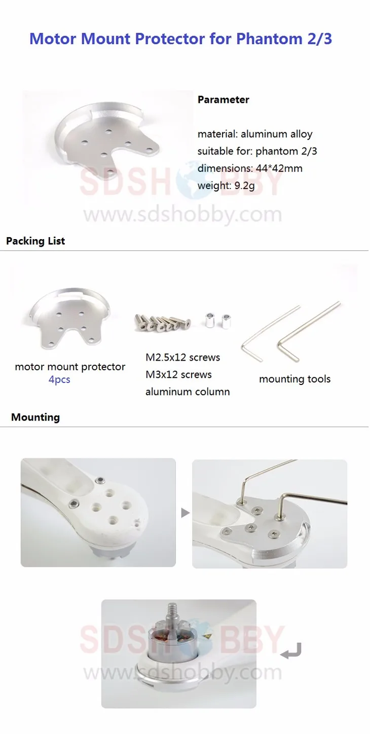 4pcs Aluminum Motor Mount Protector Quick Release Protector Mount Reinforce Surrounded Motor For DJI Phantom 2/ 3