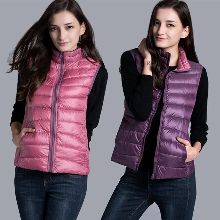 New Women 90% White Duck Down Vest Women's Ultra Light Duck Down Vest Jacket Autumn Winter Stand Collar Sleeveless Coat D187