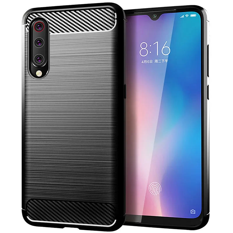 

For Xiaomi Mi 9 Case New Carbon Fiber Texture Brushed Soft TPU Silicone Back Cover 6.39 inch For Xiaomi 9 Mi9 Phone Capa (L0305)