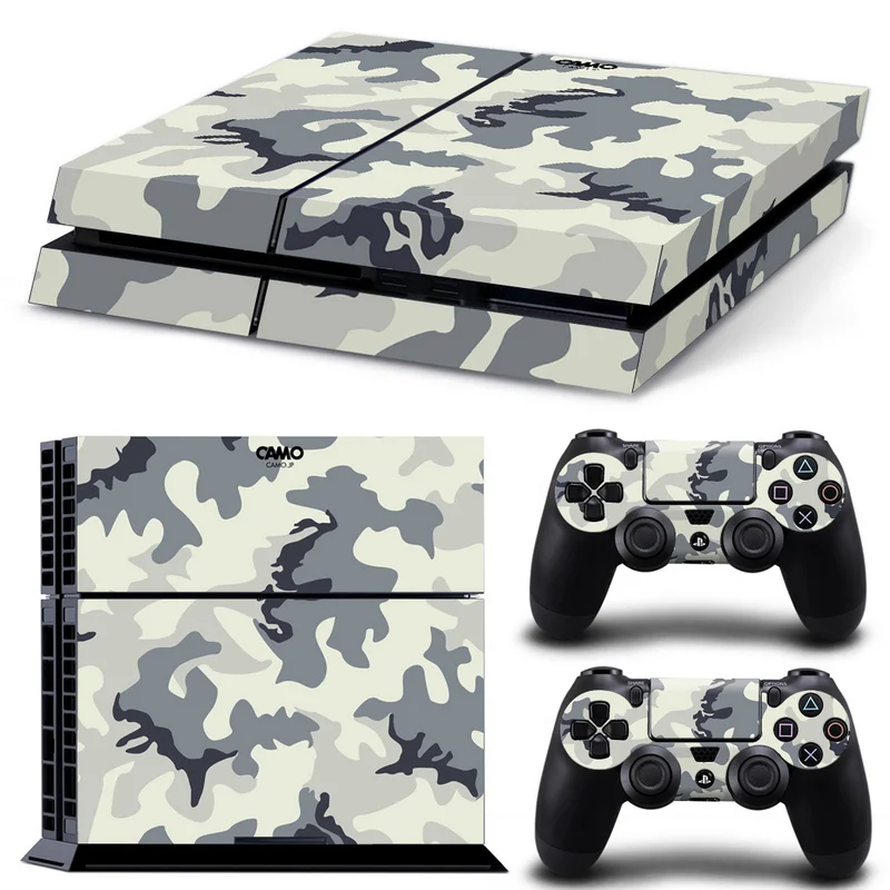Camouflage Plastic Vinyl Skin Sticker For Sony Ps 4 Console with 2 Controllers Cover For PS4 Gamepad Joypad Decal 