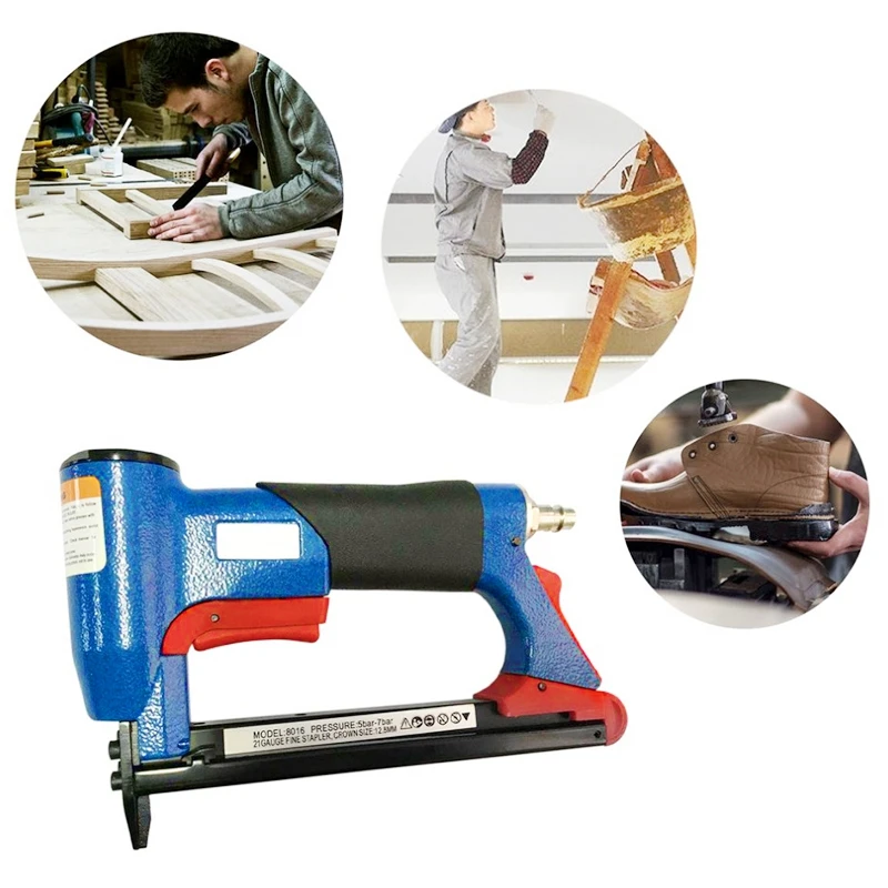 1/2 Inch Pneumatic Air Stapler Nailer Fine Stapler Tool For Furniture Blue Nailer Tool 4-16Mm Woodworking Pneumatic Air Power