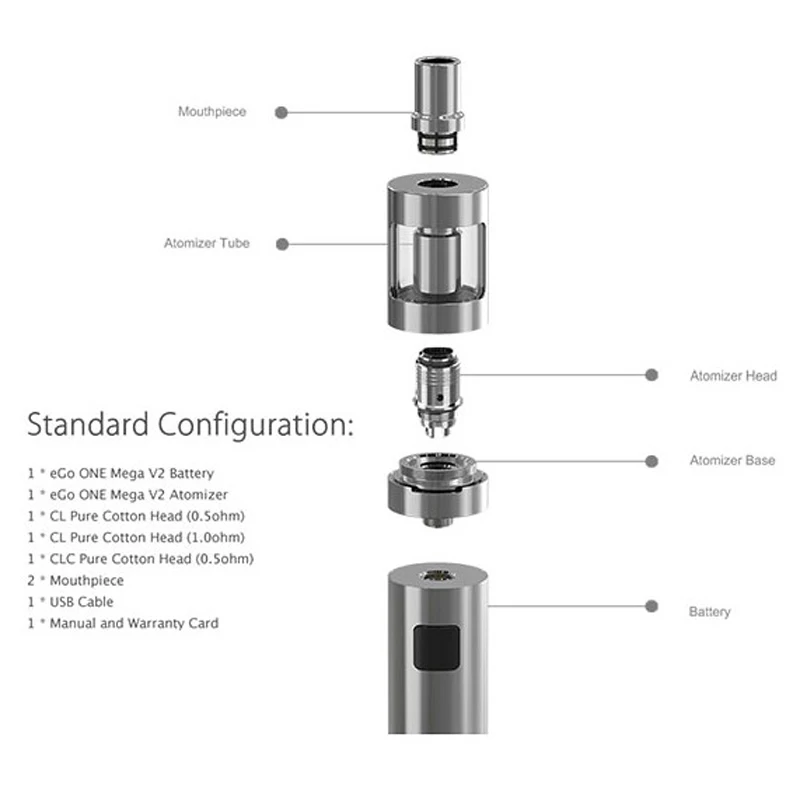 Стартовый набор Joyetech eGo ONE Mega V2 с атомайзером 50 Вт 2300 мАч Бак 4 мл CL 0 5 Ом головка