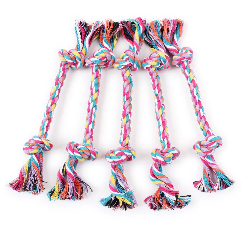 5PCS/LOT Rope Dog toy Multicolor For Dog Double Knot Cotton Rope Chew