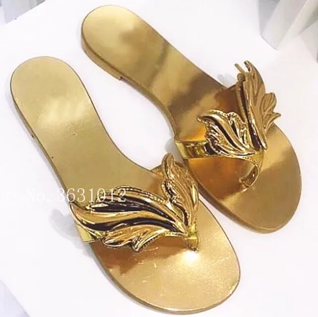 

2019 Hot Summer Fashion Design Brand Slipper Sandals Women Leaf Slides Flip-flops Flats Angel Wing Women Slippers