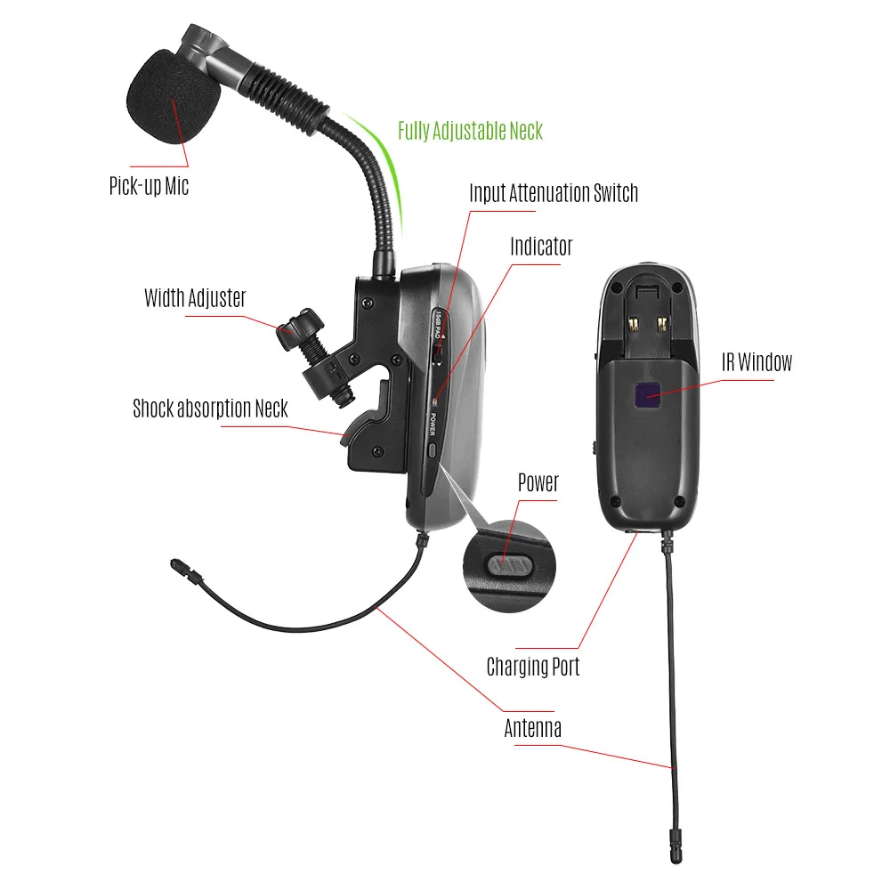 Baomic 12/V2 Профессиональный UHF беспроводной инструмент микрофонная система приемник и передатчик 16 каналов