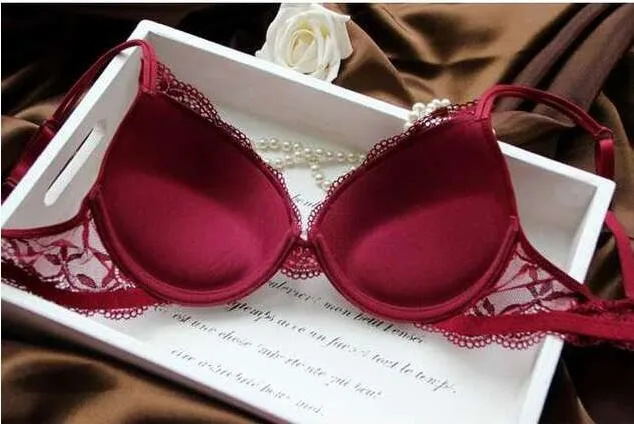 6 Colors Set Push Up Solid 32A-38C Bra Women Deep V Lace Decro Underwire Outfit Sexy Lace Bra Set For Free Shipping underwear sets sale