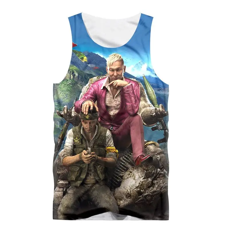 

2017 Summer Vest Men 3d Print Far Cry Character Undershirts Tank Top Round Collar Sleeveless Casual Shirts Plus Size 5XL Tee Top
