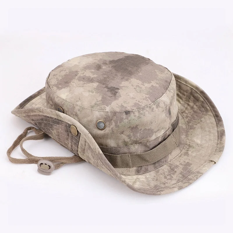 Армейская тактическая шапка Boonie, военная мужская хлопковая камуфляжная кепка, пейнтбол, страйкбол, снайперское ведро, кепка, охотничьи шапки для рыбалки на открытом воздухе - Цвет: A-TACS