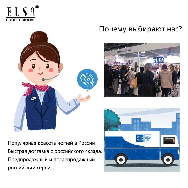 ELSA 6 шт розовый цвет УФ набор гель-лаков для ногтей для гель-дизайна ногтей маникюрный набор Гибридный Базовый Топ Гель-лак 15 мл со склада