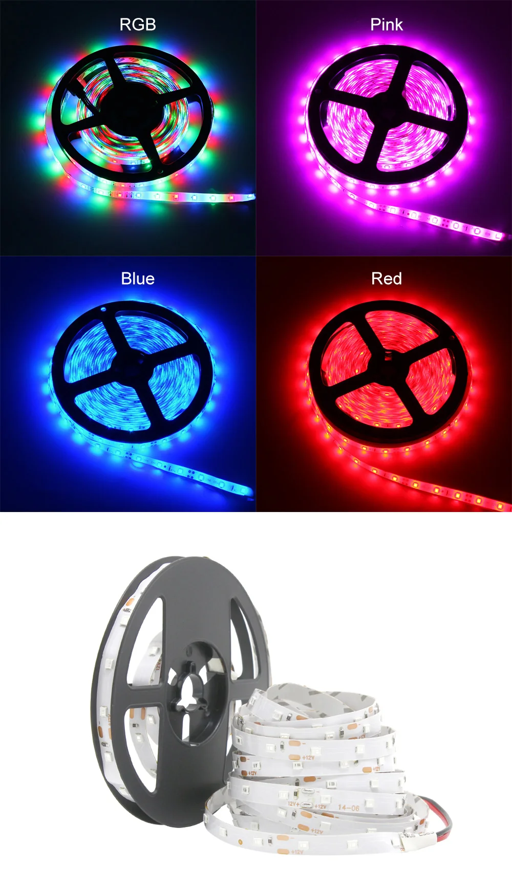 Высокая яркость SMD Светодиодная лента Водонепроницаемая 5 м 300 светодиодный DC 12 В светодиодный светильник гибкие ленты RGB/теплый/белый/синий/красный/зеленый/розовый