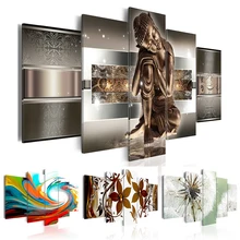 

5 Pcs Wall Art Paintings Abstract Buddha Flower Wall Art Picture Canvas Wall Decorations For Living Room Home Decor No Frame
