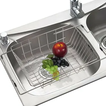 

Expandable Dish Drying Rack Utensil Holder 304 Stainless Steel Over Sink Dish Rack Drainer TN99