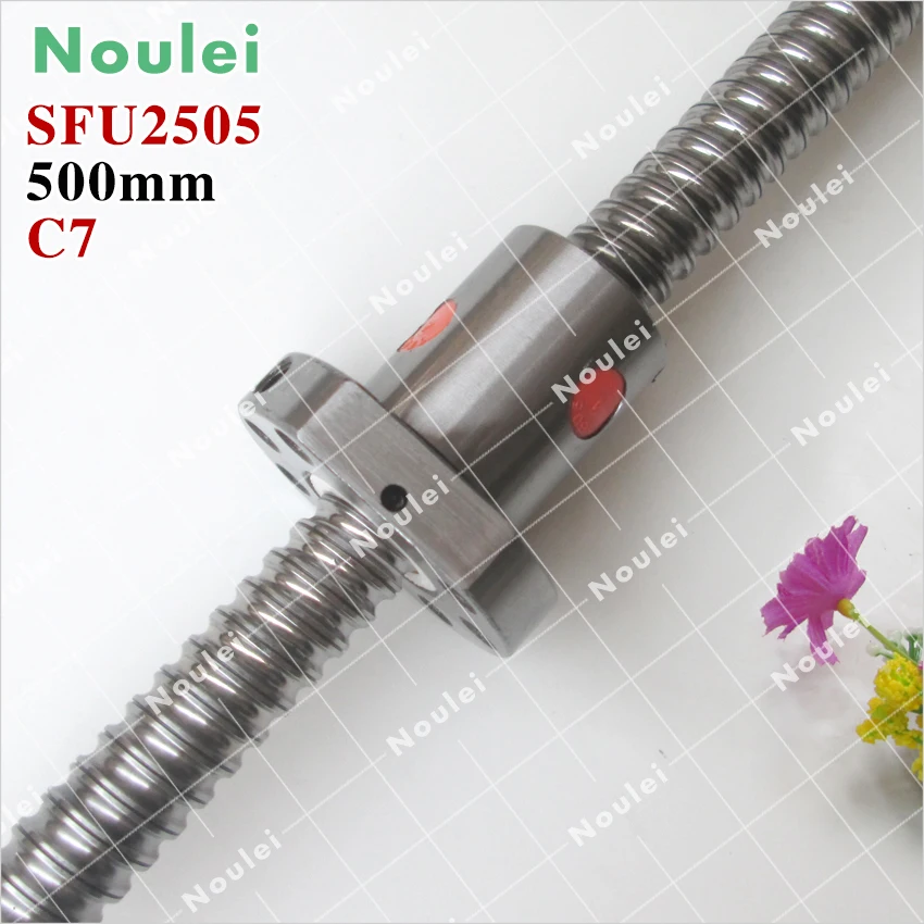 Noulei C7 Rolled ball screw custom,5mm lead SFU2505 ball screw 500mm