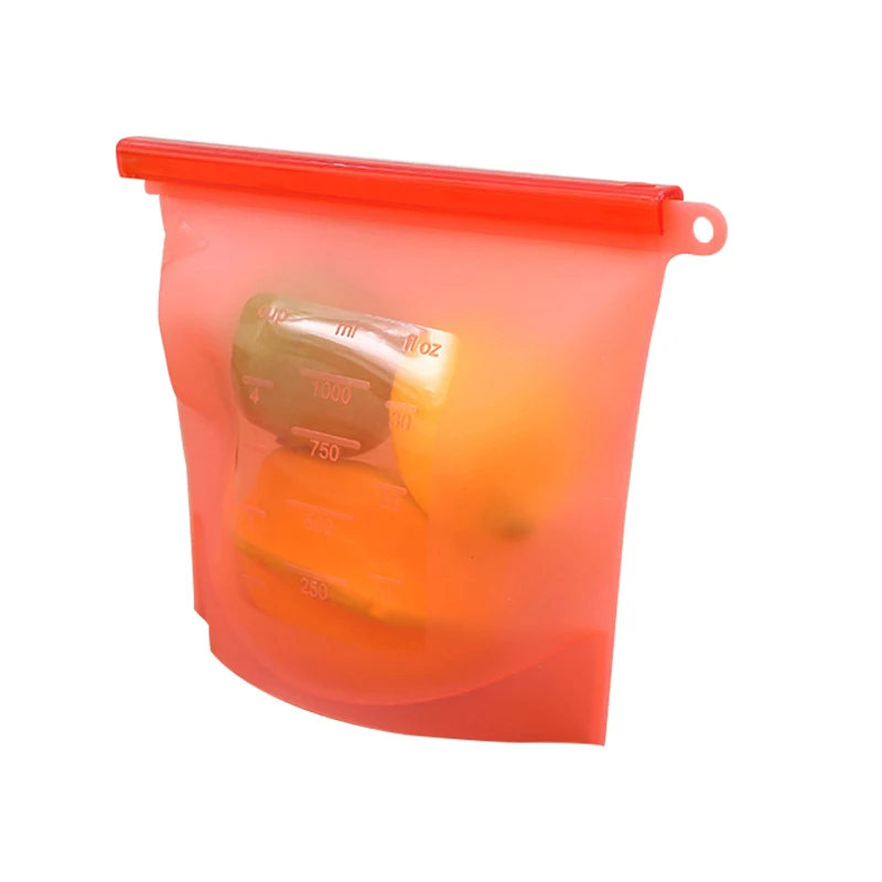Силиконовые контейнеры для хранения пищевых продуктов на молнии сверху герметичная миска для свежей еды многоразовая стоьте вверх молнии закрывающийся мешок фрукты овощи герметичная чашка - Цвет: Red