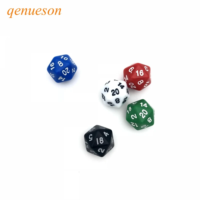 

5 Pcs/Lot D20 Digital Dice Twenty-surface Solid Color Polyhedron RPG Dice Dungeons and Dragons Games Dice Set Wholesale qenueson