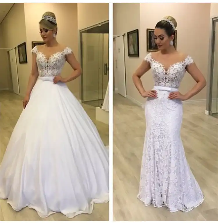 two piece wedding dress with detachable skirt