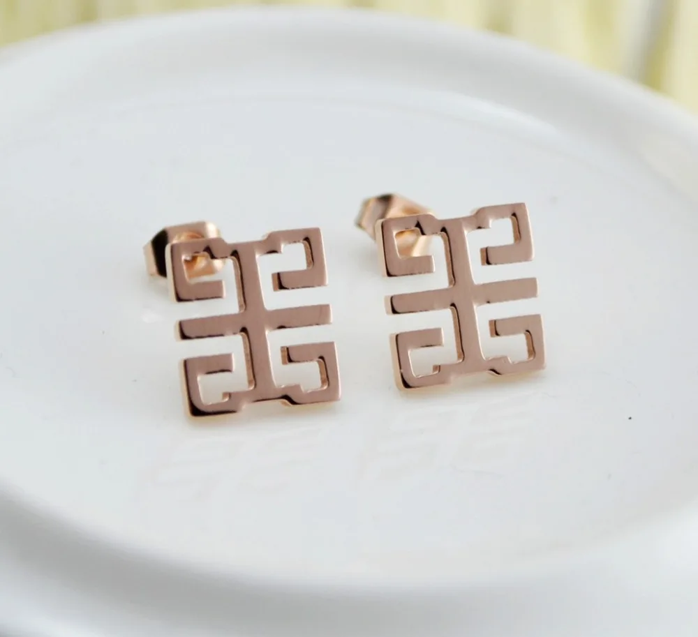 

Bilincolor fashion rose gold color titanium stud earrings for women 2019