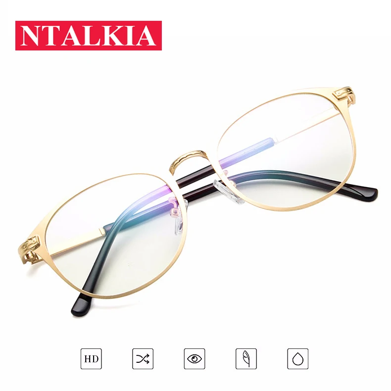 Fashion Round Metal Bronze Glasses For Men Women Optical Eyeglasses Spectacle Frames Woman Clear Lens Reading Eyeglass Eyewear