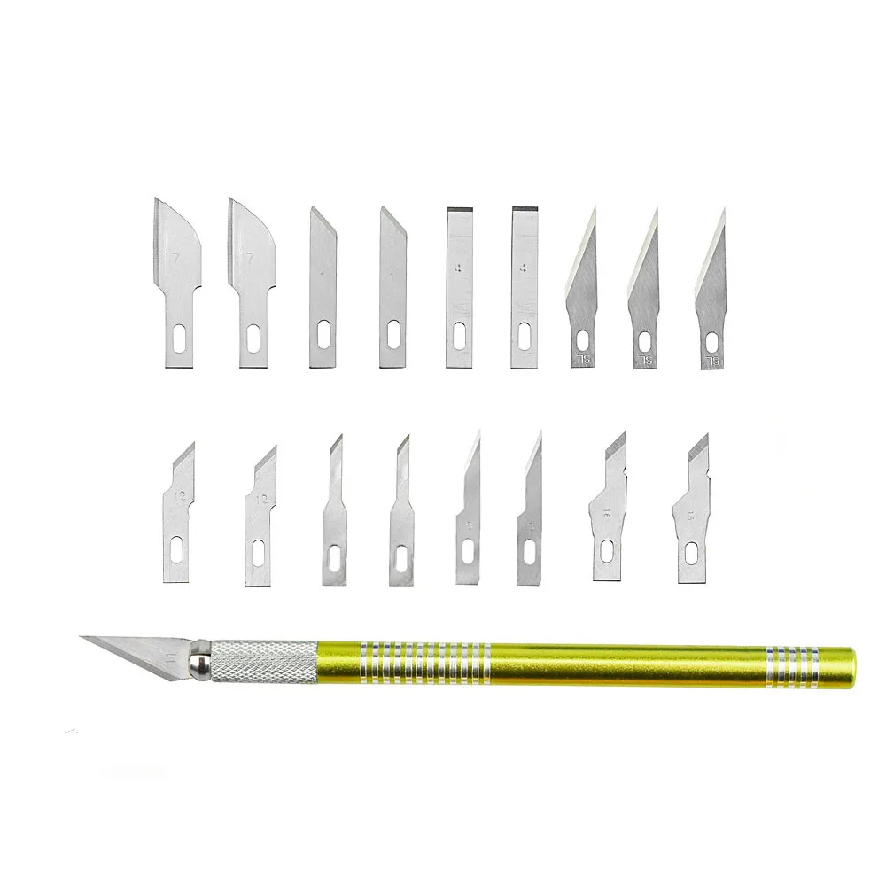 19 шт. прецизионный нож для хобби лезвия из нержавеющей стали для рукоделия PCB ремонт кожаных пленок ручка для инструментов многоцелевой DIY - Цвет: Green