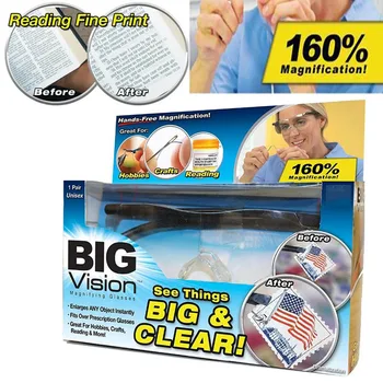 

2017 New Big Vision Plastic Glasses 250 /160 Degrees Magnifying Eyewear That Makes Everything Bigger and Clearer