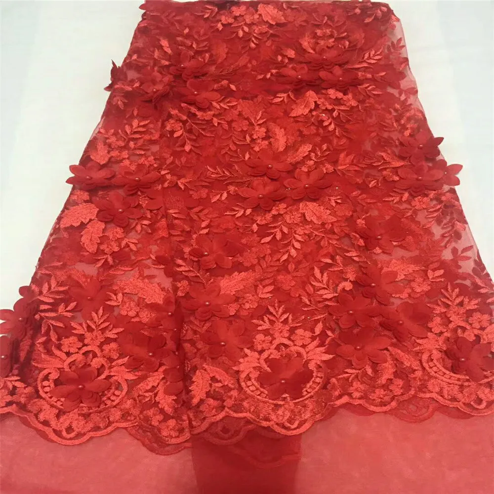 

HFX African lace fabric with 3D Applique beads 2018 latest Beaded lace fabric high quality 3D lace fabric, Fashion GF70-1