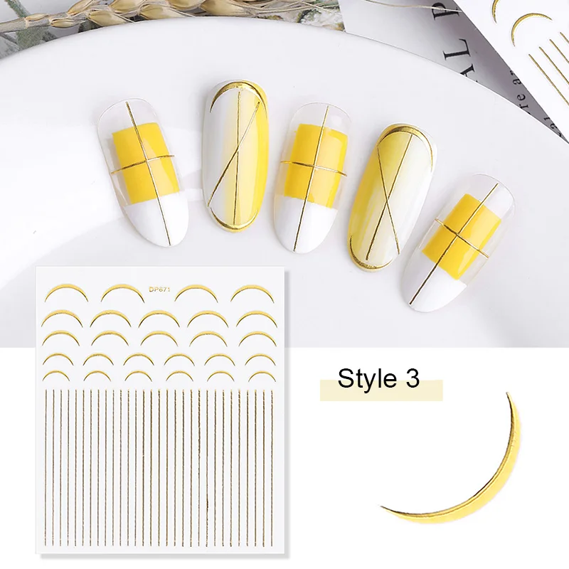 Новая звезда Луна дизайн золотой стикеры 3D на ногти Nail Art Наклейки DIY салон маникюр Клей наклейка слайдеры Дизайн ногтей украшения - Цвет: Style 3