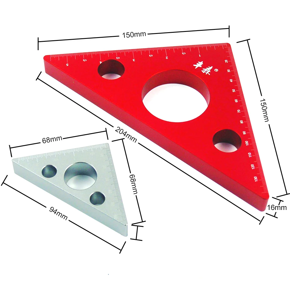 Треугольная линейка большого и маленького алюминиевого сплава квадратная деревообрабатывающая треугольная линейка, высота линейка; Деревообработка инструменты
