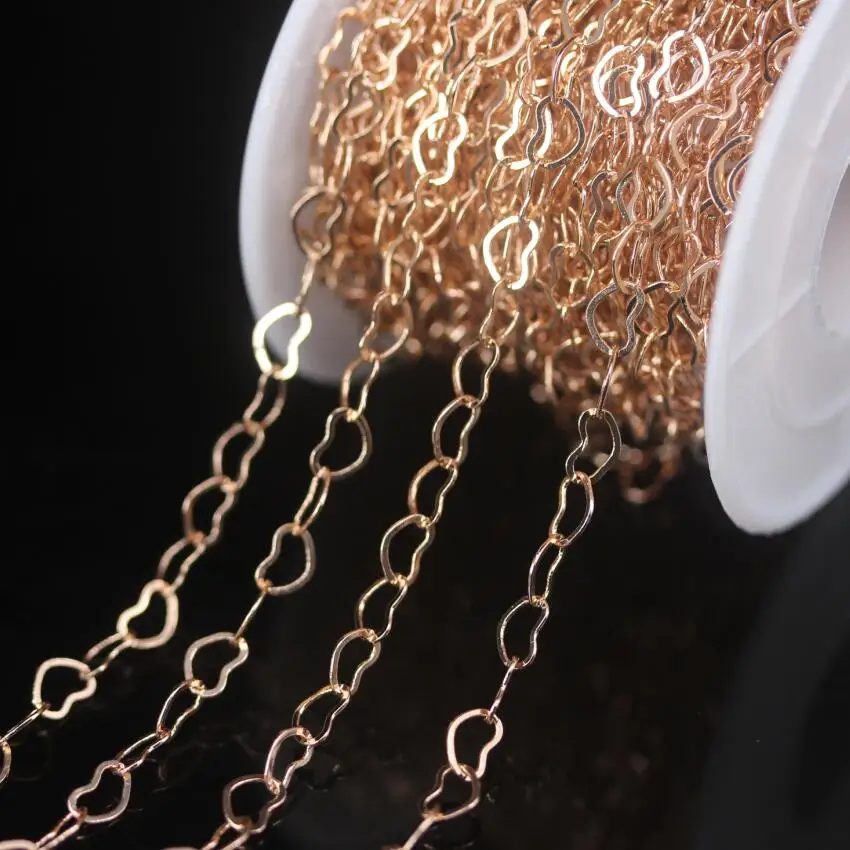 

New!! 5meters 4x6mm Copper Plated Rose Gold Heart Charms Chokers Findings,Handmade Craft Necklace Bracelet Rosary Chains Jewelry