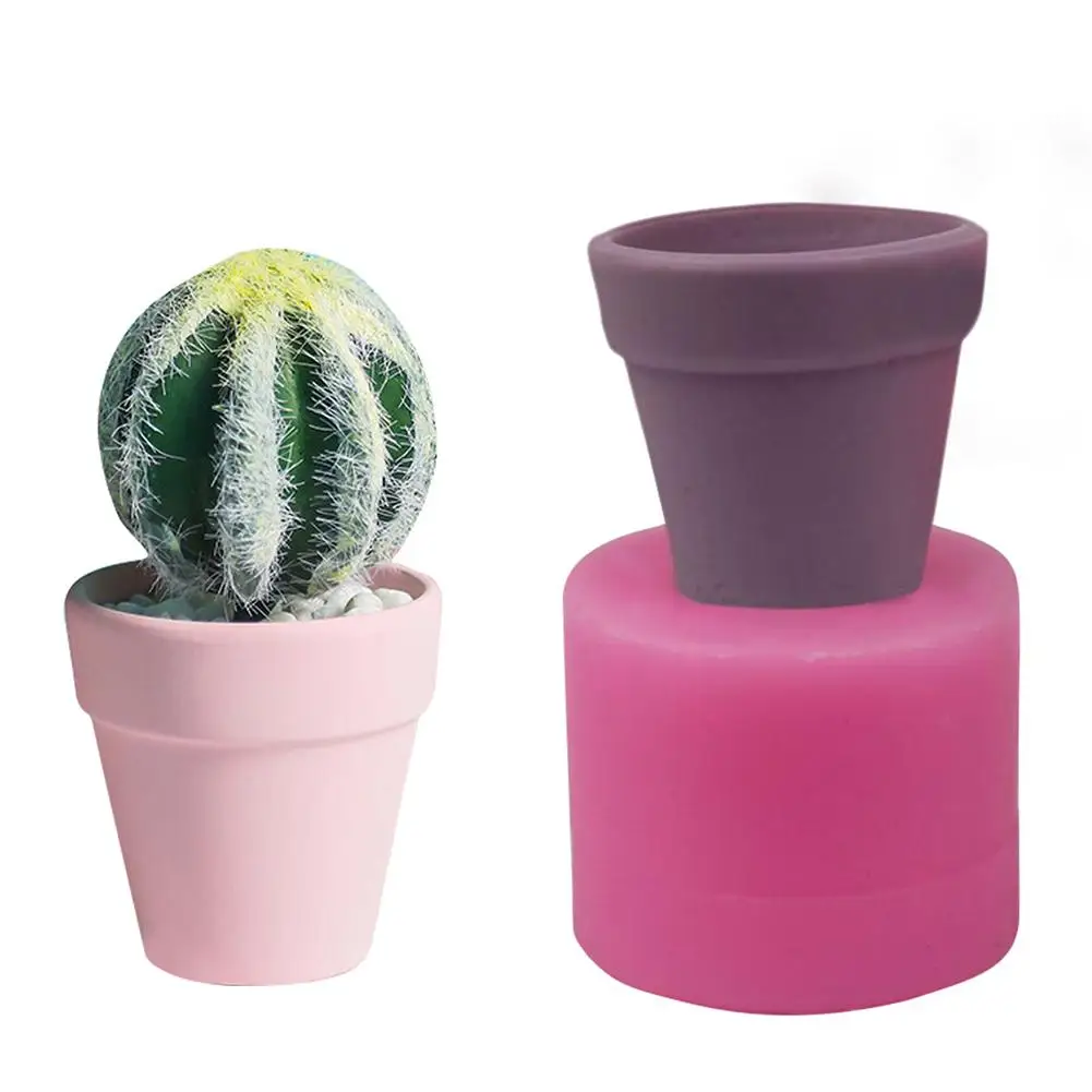 3D Barrel Shape Flower Succulent Plant Flower Pot Silicone Moulds Gypsum Cement Fleshy Flower Bonsai DIY Clay Resin Craft Moulds