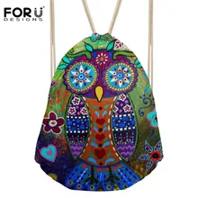 FORUDESIGNS/женская сумка с рисунком совы, сумка на шнурке, рюкзак с изображением животных, для девочек, маленький карман для девочек, для путешествий, подарки, Sac Licorne