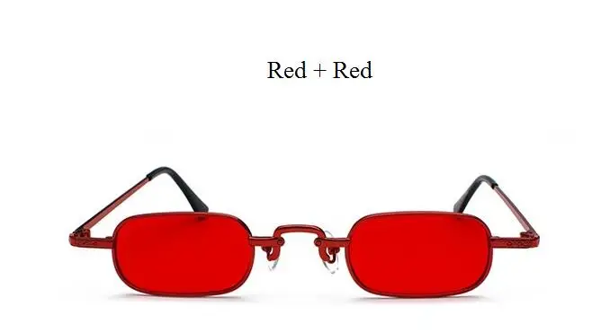Винтажные очки в стиле панк, прозрачные Квадратные Солнцезащитные очки для женщин, ретро солнцезащитные очки для мужчин, новинка, красные, розовые, желтые брендовые маленькие металлические оправы - Цвет линз: Red Red
