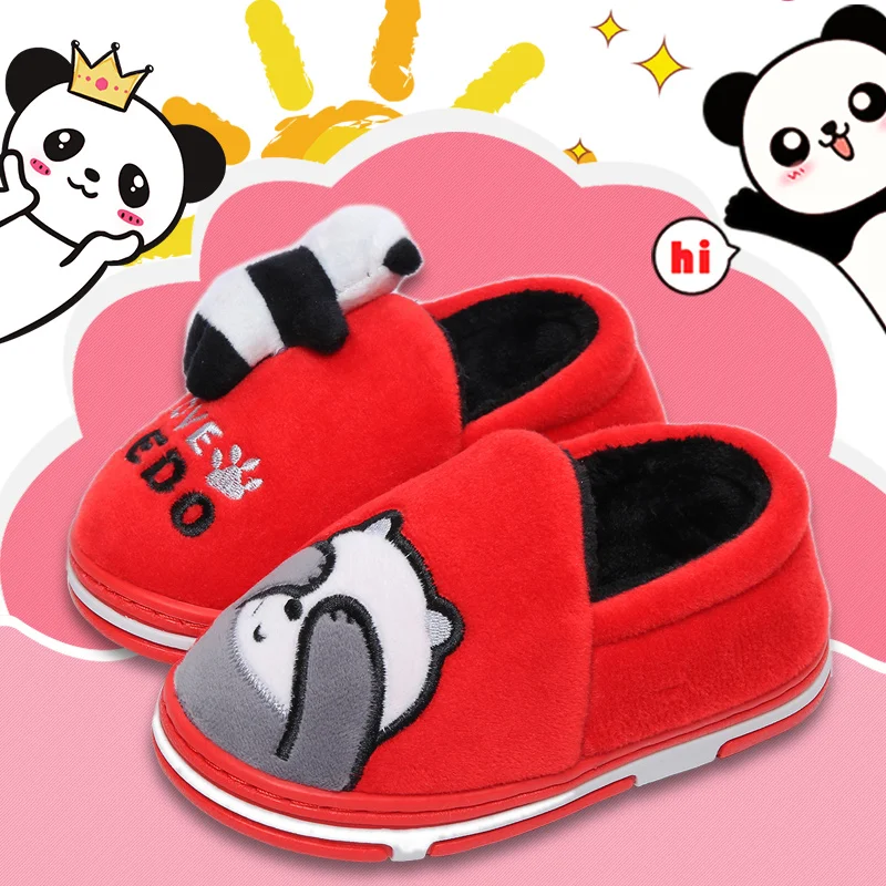 

Panda children's cotton shoes parent-child shoes girls winter male baby fur warm children cute bag with cotton slippers
