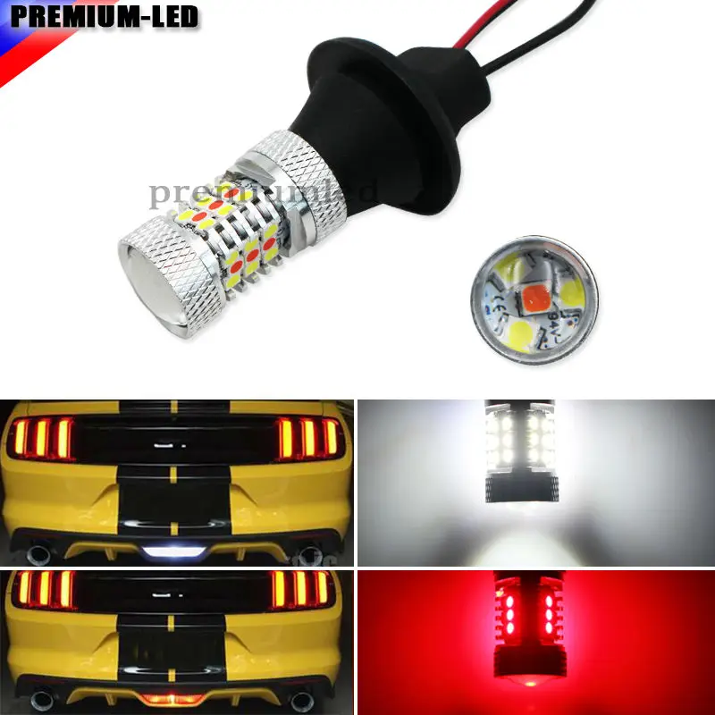 

High Power White/Red 3156 T25 Switchback LED Bulbs For Chevy and Ford Mustang Backup Add-On Rear Fog Light Reverse/Tail/Brake