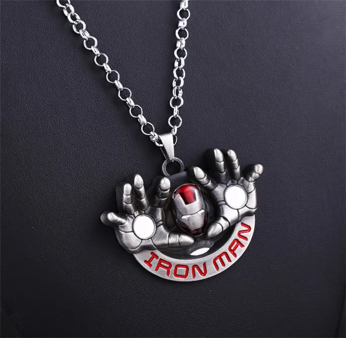 

H&F The Avengers Iron man necklace hand shape pendant necklaces metal chain movie jewelry for men and women
