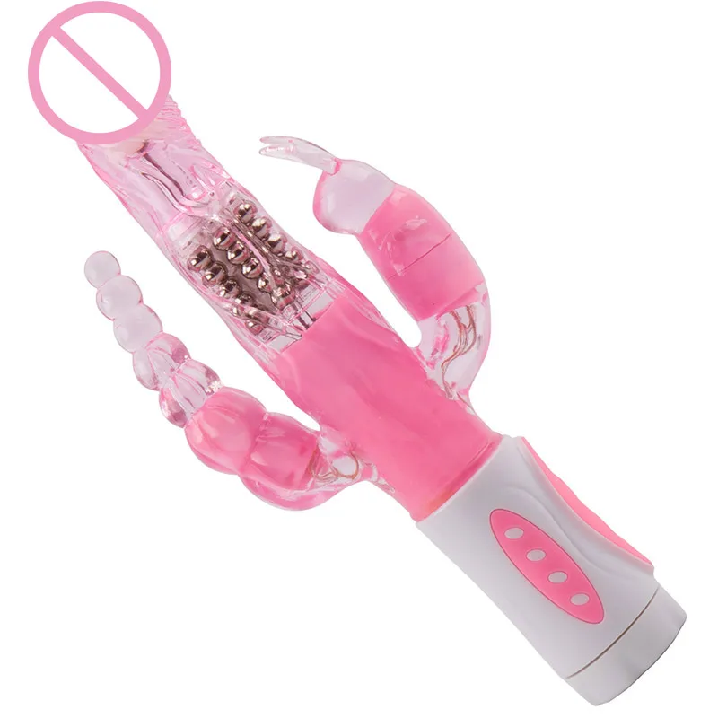  Baile Bunny Triple Pleasure Rabbit Vibrator G Spot Clitoris Stimulator Anal Plug Rotation Dildo Vibrator Sex Toys for Woman 