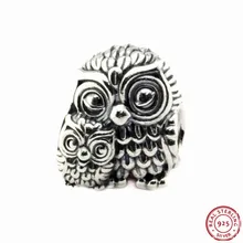 Очаровательные бусы-шармы с совами для женщин, изготовление ювелирных изделий, сделай сам, Подходит для PANDORA, Подвески Серебро, 925 FL430