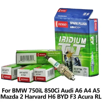 

4pcs/lot DENSO Car Spark Plug For BMW 750iL 850Ci Audi A6 A4 A5 Mazda 2 Harvard H6 BYD F3 For Acura Vios double iridium IK16TT