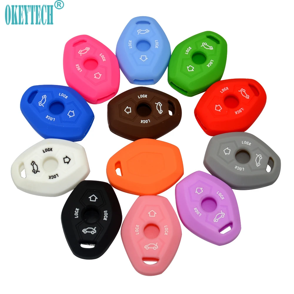 

OkeyTech Fashion Silicone Car Key FOB Remote Case Cover For BMW X3 X5 Z3 Z4 3 5 7 Series E38 E39 E46 E83 1998-2005 High Quality